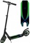 Самокат двухколесный X-Match с замком на руле 2 амортизатора 200 мм PU, черный/зеленый арт.641377