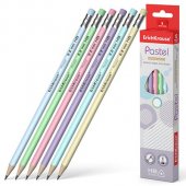 Карандаш ч/гр Erich Krause Pastel HB с ластиком, трехгранный, деревянный Карандаш ч/гр Erich Krause Pastel HB с ластиком, трехгранный, деревянный