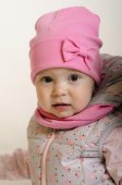Шапка двухслойная с бантиком на подвороте арт.11-113