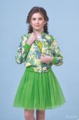 Комплект Зиронька 8002-3 р.134-146 см зеленый (куртка+джемпер+юбка) Комплект Зиронька 8002-3 р.134-146 см зеленый (куртка+джемпер+юбка)