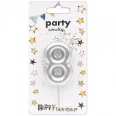 Свеча для торта цифра серебро " 8 " 3*8см, картонный блистер, европодвес