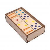 Детское деревянное домино Цветное (28 фишек)
