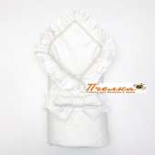 Одеяло - конверт с уголком и бантом белоснежное108 х 108 см LoveBabyToys