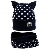 Комплект шапка со снудом Марсель р.46-48 с ушками в горох арт.SVP-19212/32