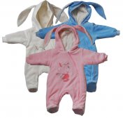 Комбинезон утепленный велюр с синтепоном Заинька с игрушкой р.56-74 см