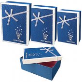 Коробка подарочная "KWELT" 13,8*20,5*8 см, ПВХ, текстильный бант, цвет синий