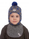 Шапка детская Звездопад шлем р.48-54 основа черно-белый/синий арт.20202-08