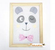 Мягкий постер Панда с розовым бантом LoveBabyToys