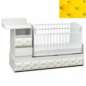 Кровать-трансформер Дива желтый велюр/белый, поперечный маятник Кровать-трансформер Дива желтый велюр/белый, поперечный маятник