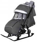 Санки-коляска Galaxy kids 1-1 Plus лен черный крупный