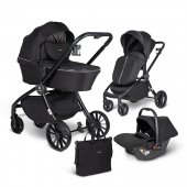 Коляска Farfello Baby shell 3 в 1 черный на черной раме