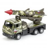 Инерционная металлическая модель – KAMAZ с ракетой, 12 см зеленый арт.SB-16-69-A-WB