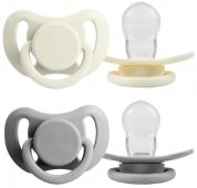 Набор силиконовых пустышек Paomma 0-6 мес., 2 шт. в контейнере, Buttercream / Light grey
