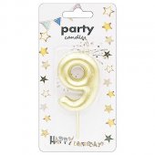 Свеча для торта цифра золото " 9 " 3*8см, картонный блистер, европодвес