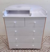 Комод Lux 5 ящиков, белый/бук, с откидной пеленальной доской