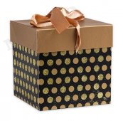Коробка подарочная Горох, с лентой, золотой, 15*15*15см арт.ПП-5380