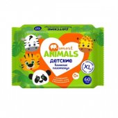 Влажные полотенца Детские smart animals Ромашка, Алоэ и Витамин Е 60 шт Влажные полотенца Детские smart animals Ромашка, Алоэ и Витамин Е 60 шт