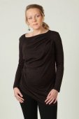 Туника W30-007-001 с асимметричными складками, шоколад