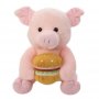 Мягкая игрушка "Поросенок Обжора с гамбургером", 23 см