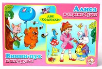 Настольная игра-ходилка с жестким полем Алиса в стране чудес, Винни-Пух и его друзья