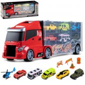 Автовоз AUTODRIVE с набором транспорта, в комплекте 5 машинок, вертолет, 4 знака Автовоз AUTODRIVE с набором транспорта, в комплекте 5 машинок, вертолет, 4 знака