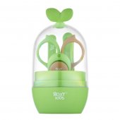 Маникюрный набор "Листик" Roxy Kids (ножницы, пилочка, кусачки, пинцет), цвет зеленый с коричневым