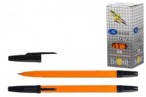 Ручка шариковая Basir черная 1,0 мм желтый корпус, колпачок в цвет чернил