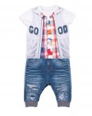 Папитто Комплект 2 предмета фуфайка+штанишки для мальчика "Fashion Jeans" 68-86 см арт.512-04