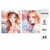 Тетрадь спираль А5 80л клетка Hatber Нежность Тетрадь спираль А5 80л клетка Hatber Нежность