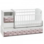 Кровать-трансформер Дива пудра велюр/белый, поперечный маятник