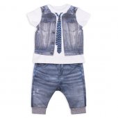 Папитто Комплект 2 предмета фуфайка+штанишки для мальчика с галстуком "Fashion Jeans" 513-04