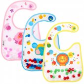 Нагрудник непромокаемый с помпошками на липучке арт.6486197