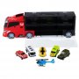 Автовоз AUTODRIVE с набором транспорта, в комплекте 5 машинок, вертолет, 4 знака