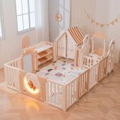 Манеж DeLuxe House&Storage 180 x 200 см с домиком, баскетболом, доской д/рисования, качелями Манеж DeLuxe House&Storage 180 x 200 см с домиком, баскетболом, доской д/рисования, качелями