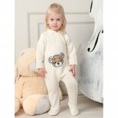 Комбинезон для девочки вязаный Мишка на молнии рост 68-74, молочно-бежевый