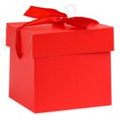 Коробка подарочная Классика, с лентой, красный, 20*20*20см арт.ПП-538
