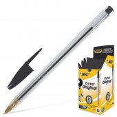 Ручка шариковая "BiC" Cristal Original черная 1,0 мм, колпачок с клипом арт.847897