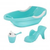 Набор детский для купания (ванна, горка, ковш) голубой арт.М6837