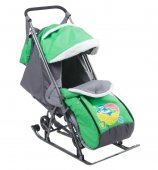 Санки-коляска Galaxy kids 1-1 Plus синий зайка на зеленом Санки-коляска Galaxy kids 1-1 Plus синий зайка на зеленом