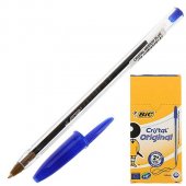 Ручка шариковая BiC Cristal Original синяя 1,0мм, толщина письма 0,32мм