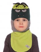 Шапка-шлем зимняя Зубастик р.48-54 темно-зеленый, серый, салатовый арт.19101-06