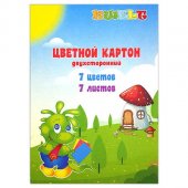 Картон цветной KWELT А4 7л 7 цветов двухсторонний арт.КР-000337