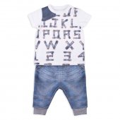 Папитто Комплект 2 предмета фуфайка+штанишки для мальчика "Fashion Jeans" 74-86 см арт.510-04