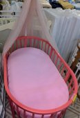 Простынь 75х125 см на овальный матрас кулирка на резинке розовая DreamTex