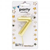 Свеча для торта цифра золото " 7 " 3*8см, картонный блистер, европодвес