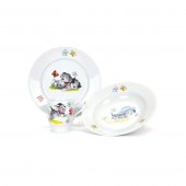 Набор посуды Дулевский фарфор "Озорные щенки" 3 предмета Набор посуды Дулевский фарфор "Озорные щенки" 3 предмета
