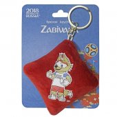Брелок-подушечка плюшевый с термопринтом  Zabivaka Standart 6*6 на карте 9*12 см FIFA-2018
