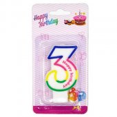 Свеча для торта цифра радужная "3" Свеча для торта цифра радужная "3"