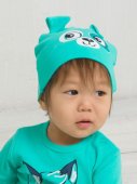 Шапка для мальчиков "На страже спокойствия" ментол 1-12 мес Шапка для мальчиков "На страже спокойствия" ментол 1-12 мес