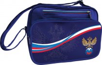 Сумка " Академия Групп " Российский футбольный союз 28*37*9.5cм синий с карманом на молнии